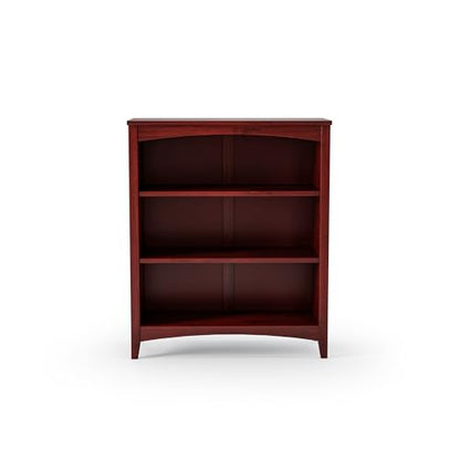 Camaflexi Shaker Style 3 Shelf Bookcase/Solid Wood / 36" High/Adjustable Shelving/Closed Back/Display Bookshelf for Living Room, Bedroom, Home and Office, Red Garnet Stain - color: Red Garnet Stain, size: 36"