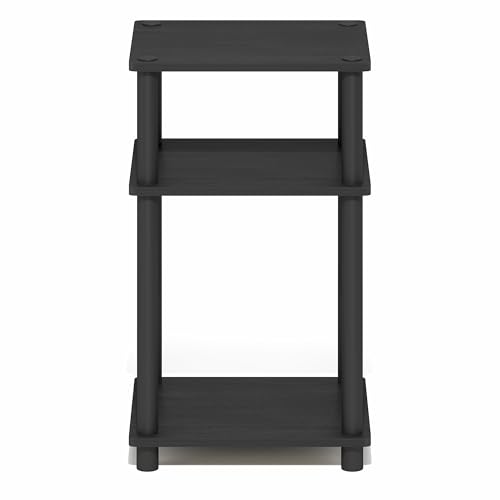 Furinno Turn-N-Tube 3-Tier Toolless Side Table, Narrow Printer Stand with Open Shelf, End Table, Night Stand, for Living Room, Bedroom, Dark Americano - color: Dark Americano