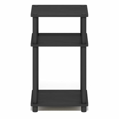 Furinno Turn-N-Tube 3-Tier Toolless Side Table, Narrow Printer Stand with Open Shelf, End Table, Night Stand, for Living Room, Bedroom, Dark Americano - color: Dark Americano