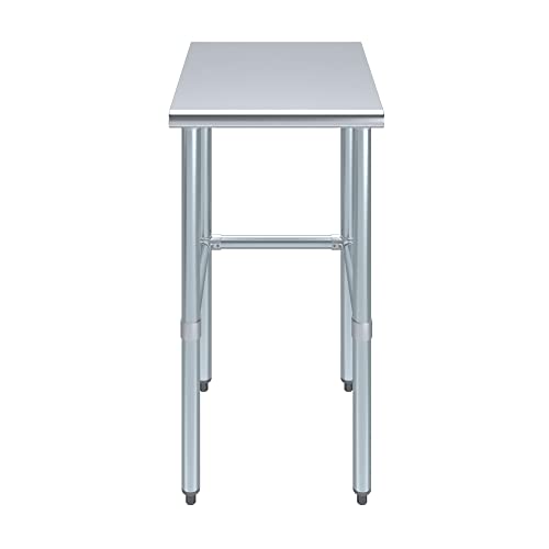 24 in. x 18 in. Open Base Stainless Steel Work Table | Residential & Commercial | Food Prep | Heavy Duty Utility Work Station | NSF - size: 18 in. Length x 24 in. Width
