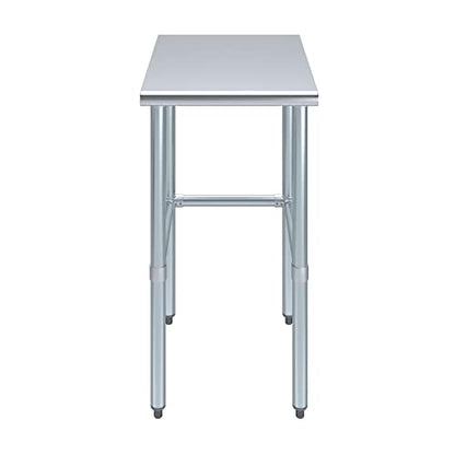 24 in. x 18 in. Open Base Stainless Steel Work Table | Residential & Commercial | Food Prep | Heavy Duty Utility Work Station | NSF - size: 18 in. Length x 24 in. Width