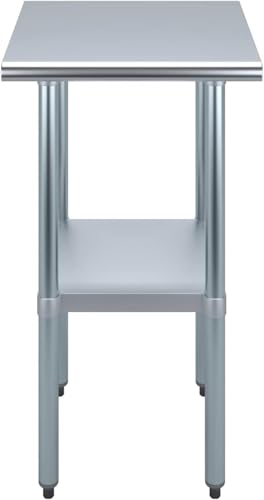 NSF-Certified Heavy-Duty Stainless Steel Prep Table – 20″ x 20″ Utility Workstation Table with Undershelf for Restaurants, Kitchens, Food Trucks - size: 20x20