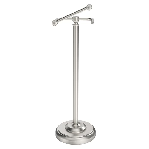 Toilet Paper Holder Stand, Brushed Nickel Toilet Paper Holder Free Standing, Post Pivoting Design & Stable Weighted Base SUS304 Stainless Steel for Bathroom(Mega Roll) - color: Brushed Nickel, size: 22"H - No Storage