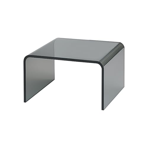 Gray Acrylic Compact Accent Table – Modern Multipurpose Small Side Table or End Stand for Apartment Living, Bedrooms and Reading Corners – Waterfall Design, No Assembly, 15.7"×11.8"×11.8" - size: 15.7"×11.8"×11.8"