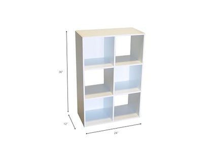 Proman Products 6 Cube Storage Organizer Bookcase, 36" H x 24" W x 12" D, White