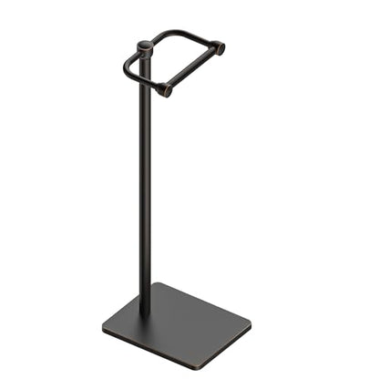 RUACQ Bathroom Toilet Paper Holder Stand, Oil Rubbed Bronze | Dual-Post Pivoting Free Standing Toilet Roll Holder with Weighted Base, Anti-drop Design 304 Stainless Steel Tissue Stand - color: Oil Rubbed Bronze, size: Free Standing