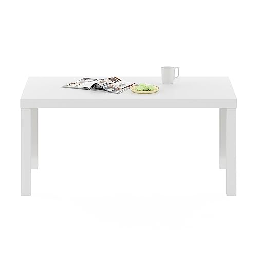 Furinno CLASSIC Coffee Table, Modern Rectangle Printer Stand, White | 1.8" Triple Thick Tabletop, Toolless Assembly, Side Table, for Living Room, Home Office - color: White, size: Rectangle