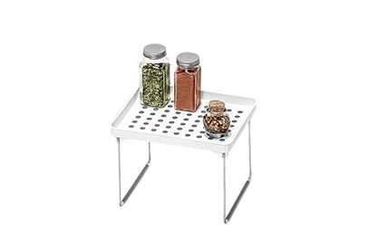 madesmart Classic Stacking Shelf, White | non slip feet, rounded corners, vertical space, stackable design, stable platform, spices cans jars, woman owned