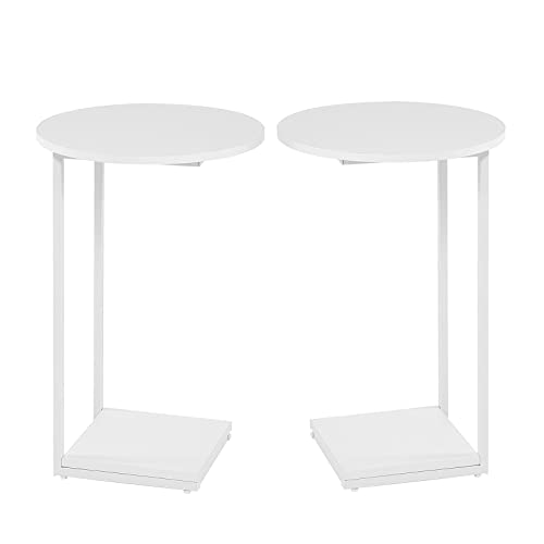 HDANI C Shaped End Table Set of 2,Couch Side Table That Slide Under,C Table End Table for Livingroom,Bedroom, Office (White) - color: White, size: Round 2 Pcs