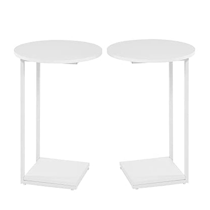 HDANI C Shaped End Table Set of 2,Couch Side Table That Slide Under,C Table End Table for Livingroom,Bedroom, Office (White) - color: White, size: Round 2 Pcs