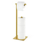 Toilet Paper Holder Stand Beige Gold Free Standing TP Holder, Metal Toilet Paper Roll Holder with Reserve Bathroom Tissue Storage Holder, Beige Gold - color: Beige Gold