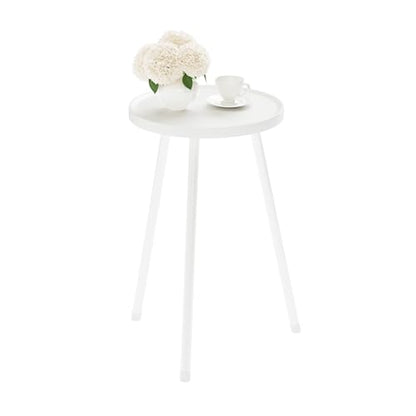 Small Couch Side Table, Drink Table, Mini Round End Table, Coffee Table, Snack Table for Small Spaces, Living Room, Bedroom, Sofa LET520W - color: White, size: 11.8 X 11.8 X 20.8 Inches