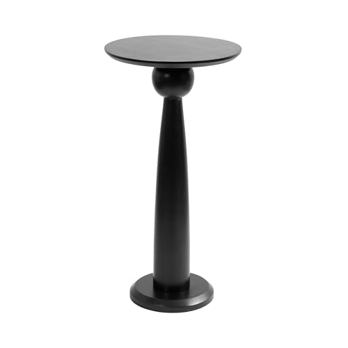 Kate and Laurel Jakob Modern Wooden Round Side Table; 12 x 24; Black; Circle Pedestal Table for Use as Bedroom Nightstand; Indoor Plant Stand; or Decorative Living Room Table - color: Black