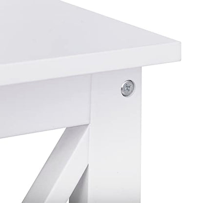 Nouva Side Table - Square Small End Table w/Storage Shelf, Tall Nightstand w/X-Design for Living Room Bedroom Office Bathroom,White - color: White