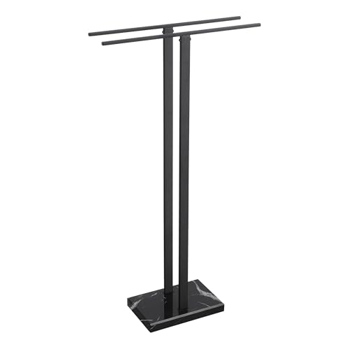 KES 37" Freestanding Towel Rack, Heavy Black Marble Base, Stainless Steel | Equal-height, Fits Large Bath Towels, Stable 8.23 lb Base, Rustproof Stainless T-Bars, Modern Design - color: Black Marble & Black Bar, size: 37" H (Equal-height)