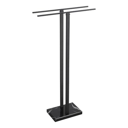 KES 37" Freestanding Towel Rack, Heavy Black Marble Base, Stainless Steel | Equal-height, Fits Large Bath Towels, Stable 8.23 lb Base, Rustproof Stainless T-Bars, Modern Design - color: Black Marble & Black Bar, size: 37" H (Equal-height)