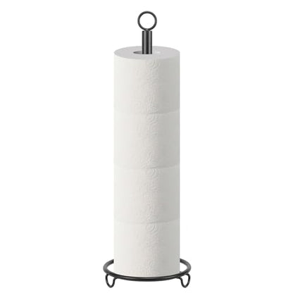 Bath Toilet Paper Holder, Metal Toilet Tissue Roll Organizer Storage, Tissue Paper Holder Stand for Bathroom/Kitchen Countertop, 21" H (Matte Black) - color: Matte Black