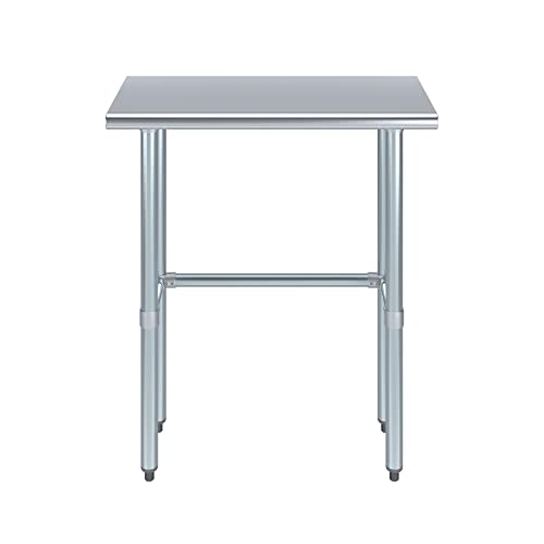 AmGood 14 in. x 30 in. Open Base Stainless Steel Work Table | Residential & Commercial | Food Prep | Heavy Duty Utility Work Station | NSF - size: 30 in. Length x 14 in. Width