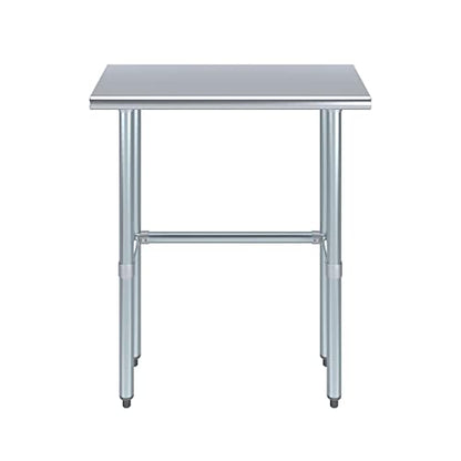 AmGood 14 in. x 30 in. Open Base Stainless Steel Work Table | Residential & Commercial | Food Prep | Heavy Duty Utility Work Station | NSF - size: 30 in. Length x 14 in. Width