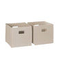 RiverRidge Folding Storage Bins - 2-pack of 10in Tall Taupe Cubes | Fabric Bins, Set of 2 Storage Cubes, Cut-out Handles, Playroom Closet Organizer, Collapsible Cubby with Bottom Board Insert - color: 2 Taupe 10in H Bins