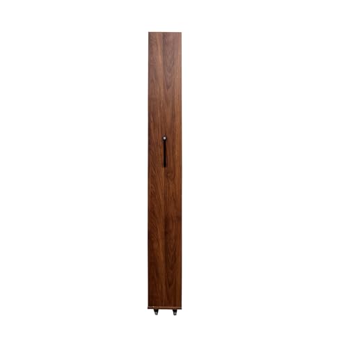 7-Tier Slim Mobile Shelving Cart with Wheels, Rolling Pantry with 7 Racks, Narrow Pull-Out Utility Cart, Space Saving Storage Organizer Carts for Kitchen Living Room Bathroom Narrow Spaces, Walnut - size: Walnut & 7.87"D x 17.72"W x 70.87"H