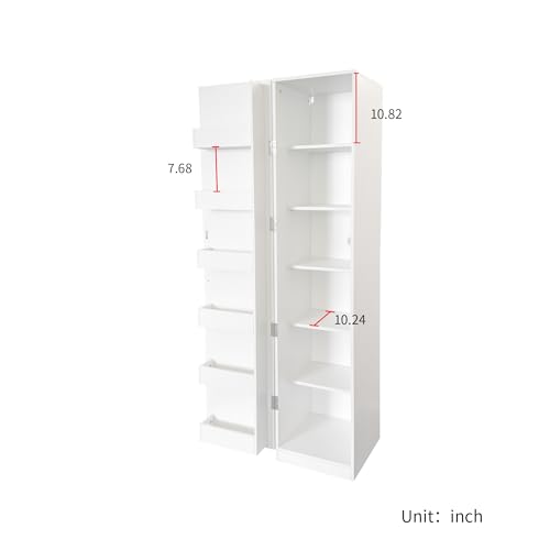 Kitchen Pantry Cabinet White Freestanding Buffet Cupboard with 6 Shelves & 12 Side Racks, Adjustable Shelves, Multi-Functional Storage for Kitchen, Living Room & Dining Room