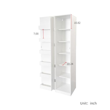 Kitchen Pantry Cabinet White Freestanding Buffet Cupboard with 6 Shelves & 12 Side Racks, Adjustable Shelves, Multi-Functional Storage for Kitchen, Living Room & Dining Room