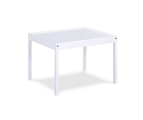 Della Solid Wood Table & 2 Chair Set - White, 25"x19"x18", Durable Play Furniture for Arts, Crafts & Tea Parties, Kiln-Dried Rubberwood, Made in Thailand