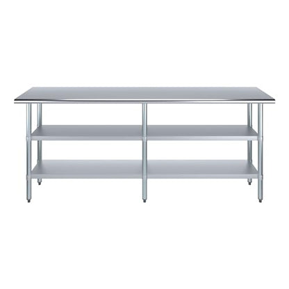 Stainless Steel Work Table with 2 Shelves | Metal Utility Table | Commercial & Residential NSF Utility (Stainless Steel Table with 2 Shelves, 84" Long x 18" Deep) - size: 84" Long x 18" Deep