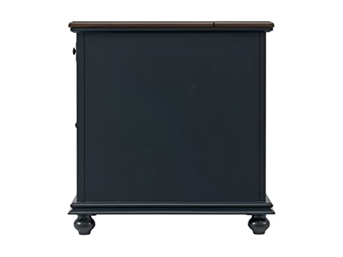 Martin Svensson Home Elegant Chairside End Table with Power — 24″W x 16″D x 25″H, Catalina Blue with Walnut Top — Transitional Painted Accent Table with Flip-Top USB Charging, Drawer & Cabinet Storage - color: Catalina Blue With Coffee Walnut Top
