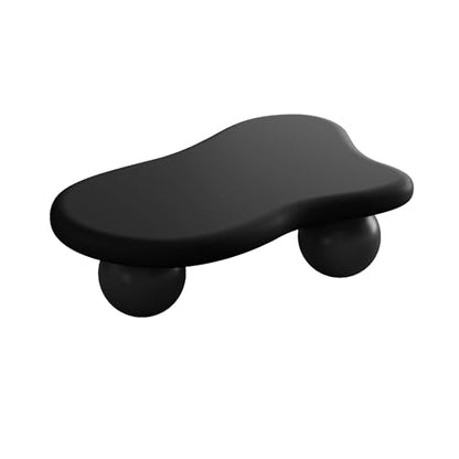 47.2” Cloud Coffee Table with 3 Ball Legs, Modern Irregular Center Table for Living Room, Low Cute Small MDF Tea Table for Bedroom, Space Apartment-Black - color: Cloud -47"black