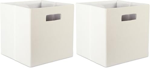 DII Poly-Cube Storage Collection Hard Sided, Collapsible Solid, Large, Off White (Pack of 2) - color: Off White, size: Large Square, 13x13x13" (Pack of 2)