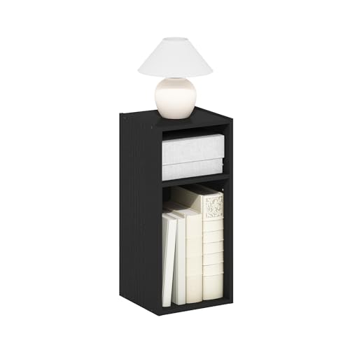 Furinno Fulda Book Shelf, 2-Tier Narrow Bookshelf, Bookcase with 10-in Width Storage Shelf, 9.3 x 9.8 x 21.2, for Living Room, Bedroom, Home Office, Blackwood - color: Blackwood, size: 2-Tier, 10-Inch Width