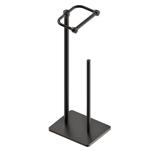 RUACQ Bathroom Toilet Paper Holder Stand with Storage, Oil Rubbed Bronze | Pivoting Free Standing Toilet Roll Holder, Holds 4 Reserve Rolls, Anti-drop design, Weighted Base, 304 Stainless Steel - color: Oil Rubbed Bronze, size: Free Standing with Storage