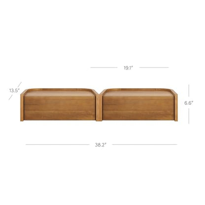 Nathan James Tyla Wall Mounted Bedside Table, Floating 1-Drawer Nightstand with Rounded Edges, Light Brown Set of 2 - color: Tyla Light Brown, size: Set of 2