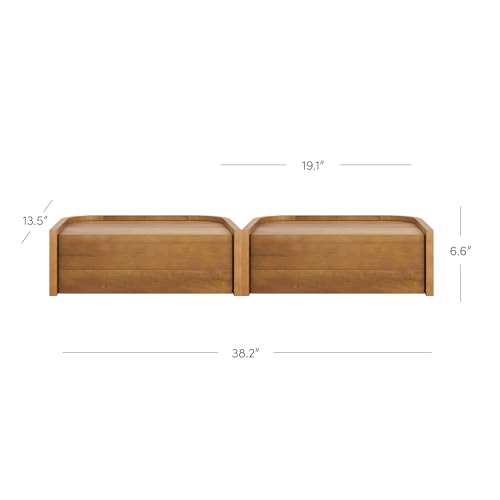 Nathan James Tyla Wall Mounted Bedside Table, Floating 1-Drawer Nightstand with Rounded Edges, Light Brown Set of 2 - color: Tyla Light Brown, size: Set of 2