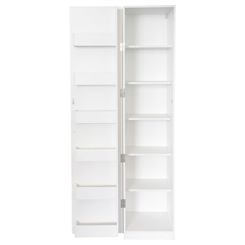 Kitchen Pantry Cabinet White Freestanding Buffet Cupboard with 6 Shelves & 12 Side Racks, Adjustable Shelves, Multi-Functional Storage for Kitchen, Living Room & Dining Room