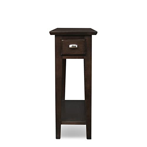 Leick Home 15-In Wide End Table, Solid Wood Construction, One Drawer, One Lower Shelf, Narrow Width, Easy-Assembly, Chocolate Oak, 15.0 In. W x 24.0 In. D x 24.0 In. H, 10071-CH - color: Chocolate Oak