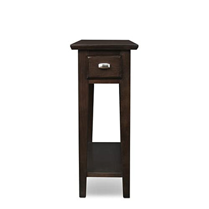 Leick Home 15-In Wide End Table, Solid Wood Construction, One Drawer, One Lower Shelf, Narrow Width, Easy-Assembly, Chocolate Oak, 15.0 In. W x 24.0 In. D x 24.0 In. H, 10071-CH - color: Chocolate Oak