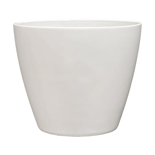 Vogue Resin Planter, Pottery Finish Garden Pot, 8” Stark White | Hand-Painted Finish Plant Pots, Lightweight Indoor Outdoor Planter, UV-Resistant, Great for Patio, Home & Garden Decor Accent