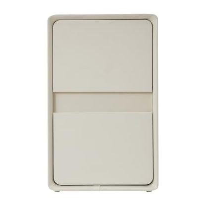Modern Bedside Table, Minimalist Nightstand Small Narrow Side Table with 2 Drawers for Bedroom Living Room Small Space White