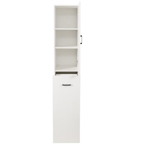 71" Spice Cabinet Pantry Cabinet for Kitchen, Tall Slim Storage Cart with Door & 3-Tier Shelf, Narrow Side of Fridge Next to Fridge Storage, Freestanding Narrow Pantry Cabinet for Small Spacem, White