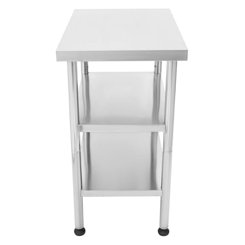 18"x24"x35" 3-Tier Industrial Work Table, Heavy Duty Stainless Steel Workstation with Adjustable Shelves, 350 lbs Top Load, 4 Swivel Casters and Leveling Feet for Restaurant or Home Use - size: 18 X 24 X 35 Inches