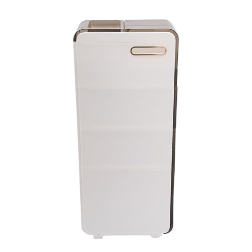 Plastic Narrow Storage Cabinet, Vertical Bathroom Storage Unit 4-Tier Slim Organizer Tower with Toilet Paper Holder Side Unit for Towels Shampoo Cosmetics
