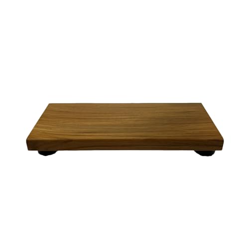 Teak Wood Decorative Small Tray, Bathroom Wood Riser for Decor, Kitchen Counter Wooden Pedestal Stand, Tray for Vanity, Sink & Soap (1, Teak Wood, 8.6" x 3.7" x 1") - size: 8.6" x 3.7" x 1"