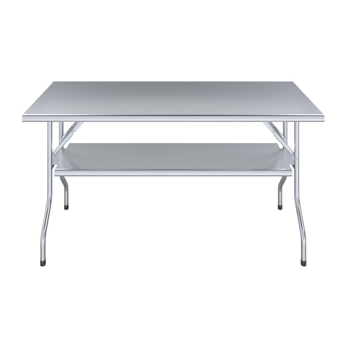 AmGood 24 in. x 60 in. Folding Stainless Steel Work Table with Removable Undershelf, NSF Commercial Prep Table - size: 24" Deep x 60" Long, style: + Undershelf