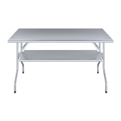 AmGood 24 in. x 60 in. Folding Stainless Steel Work Table with Removable Undershelf, NSF Commercial Prep Table - size: 24" Deep x 60" Long, style: + Undershelf