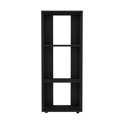 16" Storage Cabinet with 3-Open-Shelves, Practical Cabinets with Melamine Coating, Multifunctional Bookcase with Sturdy Construction for Vertical Use, Black