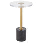 Small Clear Acrylic End Table, Marble Base Gold Leg Modern Nightstand | Acrylic Side Table with Marble Base & Gold Support Post, Accent Furniture for Drinks Snacks, Bedroom Living Room Office - color: Black