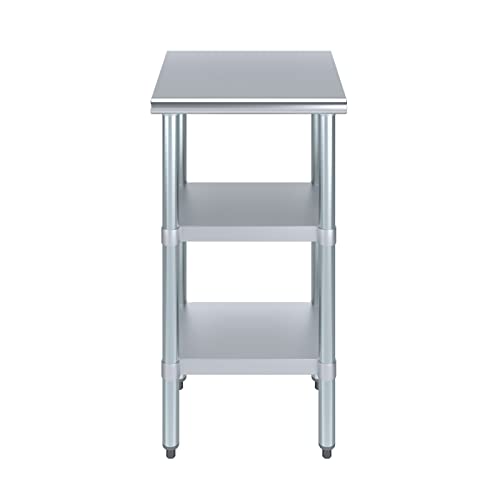 Stainless Steel Work Table with 2 Shelves | Metal Utility Table | Commercial & Residential NSF Utility (Stainless Steel Table with 2 Shelves, 18" Long x 18" Deep) - size: 18" Long x 18" Deep